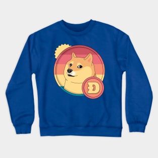 Retro Dogecoin Logo Funny Crypto Merch Crewneck Sweatshirt
